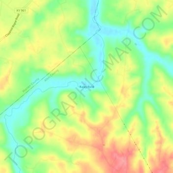 Mappa topografica Raley Ford, altitudine, rilievo