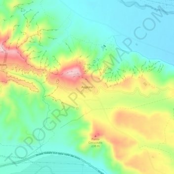 Mappa topografica Anglona, altitudine, rilievo