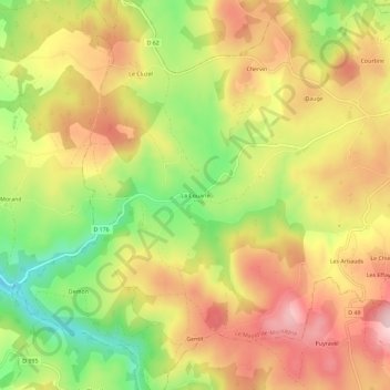 Mappa topografica La Couarle, altitudine, rilievo