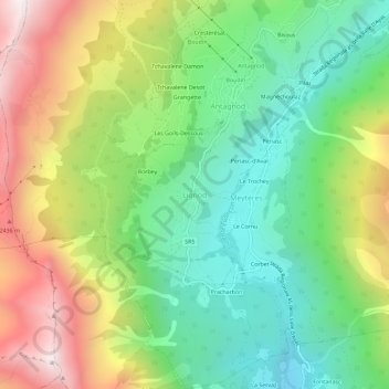 Mappa topografica Lignod, altitudine, rilievo