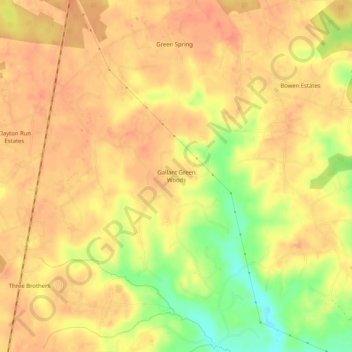Mappa topografica Gallant Green Woods, altitudine, rilievo