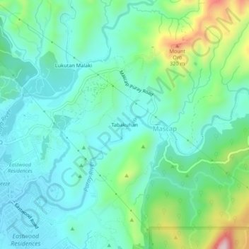 Mappa topografica Tabakuhan, altitudine, rilievo