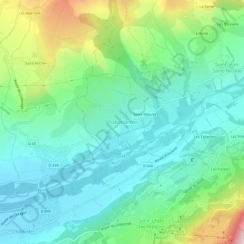 Mappa topografica Chabottonnes, altitudine, rilievo