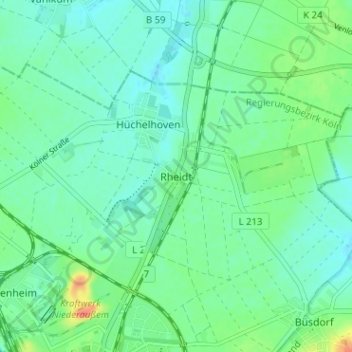 Mappa topografica Rheidt, altitudine, rilievo