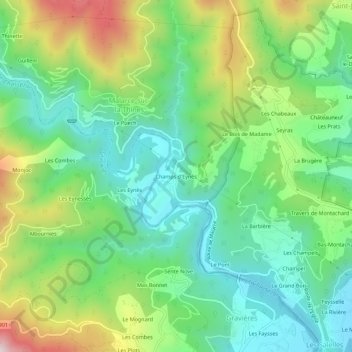 Mappa topografica Champs d'Eynès, altitudine, rilievo