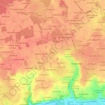 Mappa topografica Tréché, altitudine, rilievo