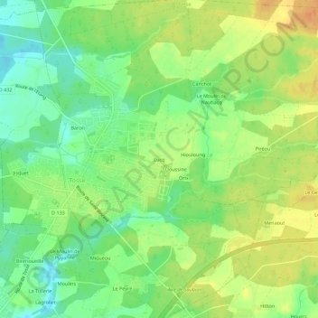 Mappa topografica Lucq, altitudine, rilievo