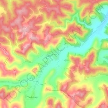 Mappa topografica Yeşilalan, altitudine, rilievo