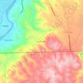 Mappa topografica Santo Niño, altitudine, rilievo
