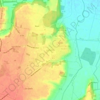 Mappa topografica La Ruette, altitudine, rilievo