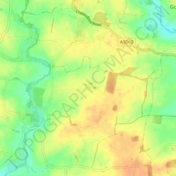 Mappa topografica Berners Roding, altitudine, rilievo