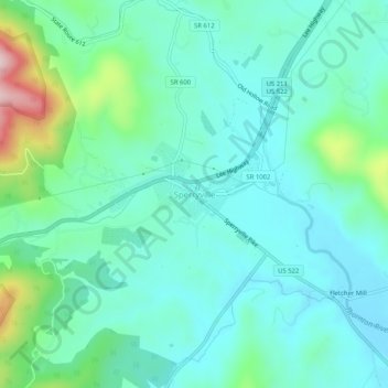 Mappa topografica Sperryville, altitudine, rilievo