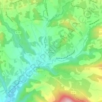 Mappa topografica Château de Pradine, altitudine, rilievo