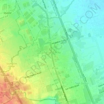 Mappa topografica Banay-Banay, altitudine, rilievo