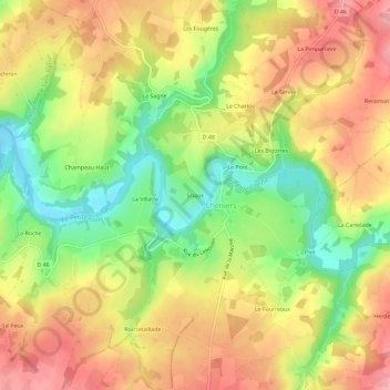 Mappa topografica Sciaux, altitudine, rilievo