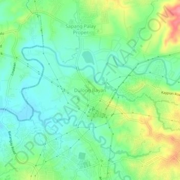 Mappa topografica Dulong Bayan, altitudine, rilievo