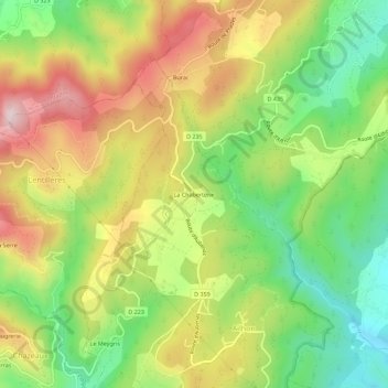 Mappa topografica La Chaberterie, altitudine, rilievo