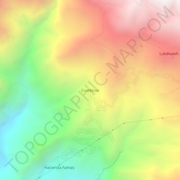 Mappa topografica Cumbicus, altitudine, rilievo