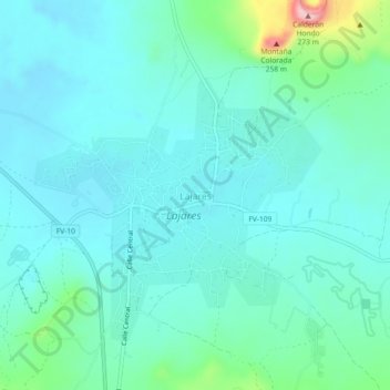 Mappa topografica Lajares, altitudine, rilievo
