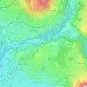 Mappa topografica Les Rénauds, altitudine, rilievo