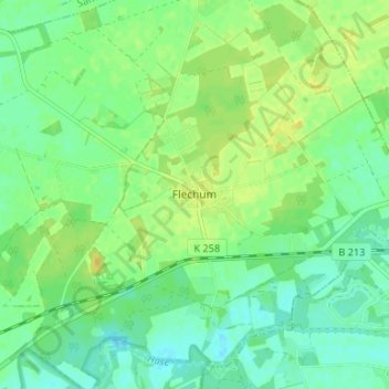 Mappa topografica Flechum, altitudine, rilievo