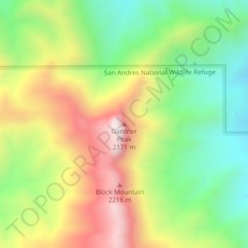 Mappa topografica Gardner Peak, altitudine, rilievo