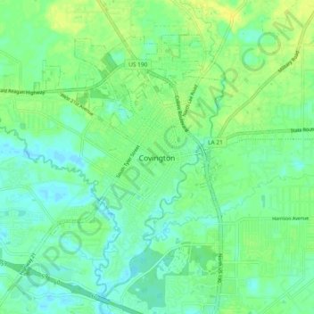 Mappa topografica Covington, altitudine, rilievo