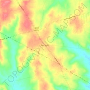 Mappa topografica Berrysville, altitudine, rilievo