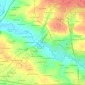 Mappa topografica La Gibais, altitudine, rilievo