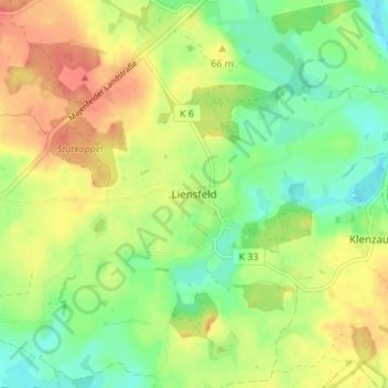 Mappa topografica Liensfeld, altitudine, rilievo