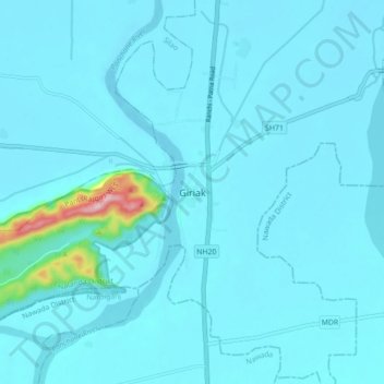 Mappa topografica Giriak, altitudine, rilievo