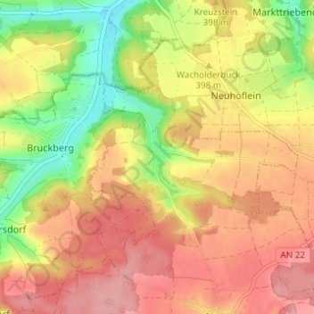 Mappa topografica Steinbach, altitudine, rilievo