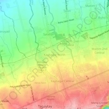 Mappa topografica Kaybagal North, altitudine, rilievo
