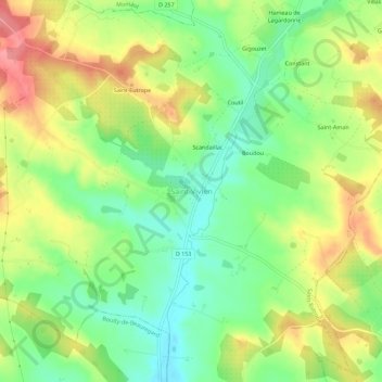 Mappa topografica Saint-Vivien, altitudine, rilievo