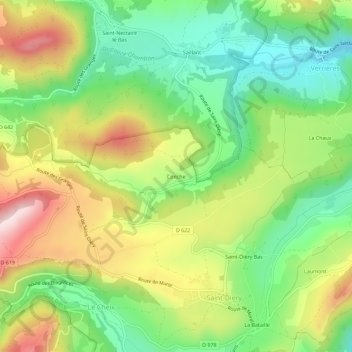 Mappa topografica Conche, altitudine, rilievo