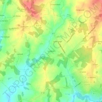 Mappa topografica La Valade, altitudine, rilievo