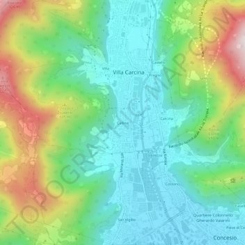 Mappa topografica Cailina, altitudine, rilievo