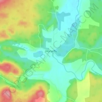 Mappa topografica Horsefly, altitudine, rilievo