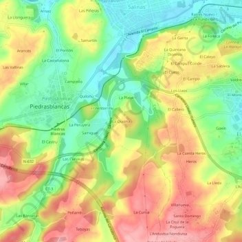 Mappa topografica La Quiona, altitudine, rilievo