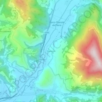 Mappa topografica Palombare, altitudine, rilievo
