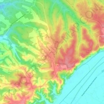 Mappa topografica Cerretti, altitudine, rilievo