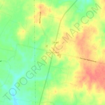 Mappa topografica New Market, altitudine, rilievo