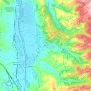 Mappa topografica Leccio, altitudine, rilievo