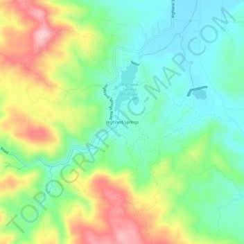 Mappa topografica Highland Springs, altitudine, rilievo