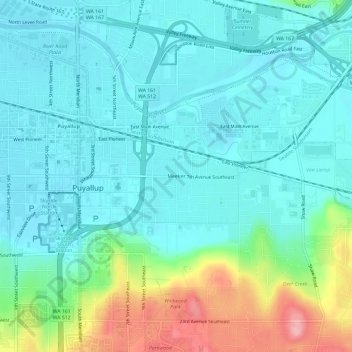 Mappa topografica Meeker, altitudine, rilievo