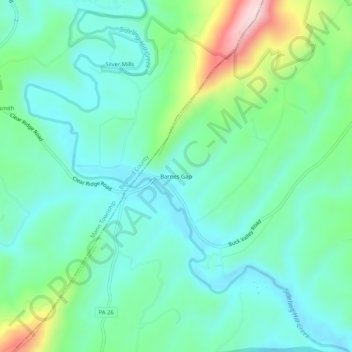 Mappa topografica Barnes Gap, altitudine, rilievo
