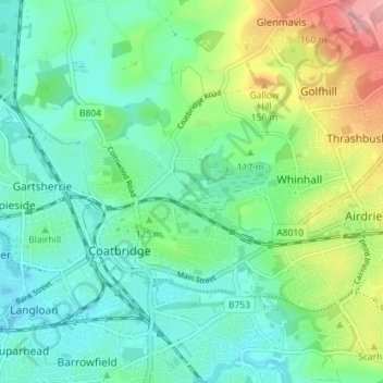 Mappa topografica Mosside, altitudine, rilievo