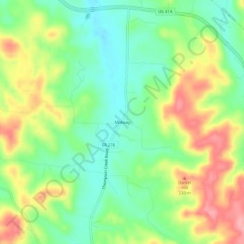 Mappa topografica Midway, altitudine, rilievo