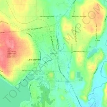 Mappa topografica Hartford, altitudine, rilievo