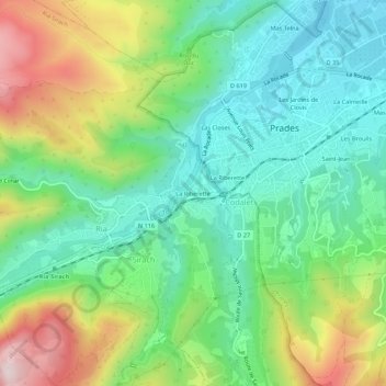 Mappa topografica La Riberette, altitudine, rilievo